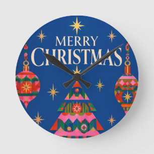 Moderne Weihnachten, Fette Frohe Weihnachten Typog Runde Wanduhr
