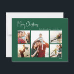 Moderne Weihnachten | Green 5-Foto-Ferienkarte<br><div class="desc">Dieses moderne Weihnachtsfest | Die grüne 5-Foto-Urlaubskarte eignet sich perfekt für Ihr minimalistisches Shabby Chic, das grün und weiß ist. Die minimale whimsical handgeschriebene Kalligraphie ist delikat und rustikal, bleibe elegant und elegant. Sie werden feststellen, dass alles über dieses Produkt bearbeitbar ist, also fühlen Sie sich frei, Bilder oder mehr...</div>