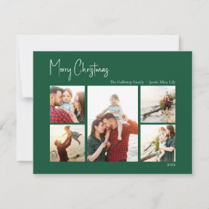 Moderne Weihnachten   Green 5-Foto-Ferienkarte