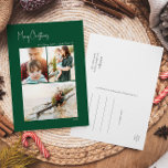 Moderne Weihnachten | Grünes Vertikales 3 Foto<br><div class="desc">Dieses moderne Weihnachtsfest | Grüne vertikale 3 Foto Ferien Postkarte ist perfekt für Ihr minimalistisches Shabby Chic boho grün und weiß Urlaub Gruß. Die minimale whimsical handgeschriebene Kalligraphie ist delikat und rustikal, bleibe elegant und elegant. Sie werden feststellen, dass alles über dieses Produkt bearbeitbar ist, also fühlen Sie sich frei,...</div>