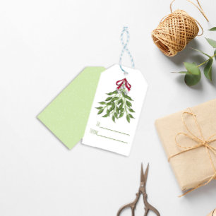 Moderne Weihnachten Minimalistischer Mistelzweig A Geschenkanhänger
