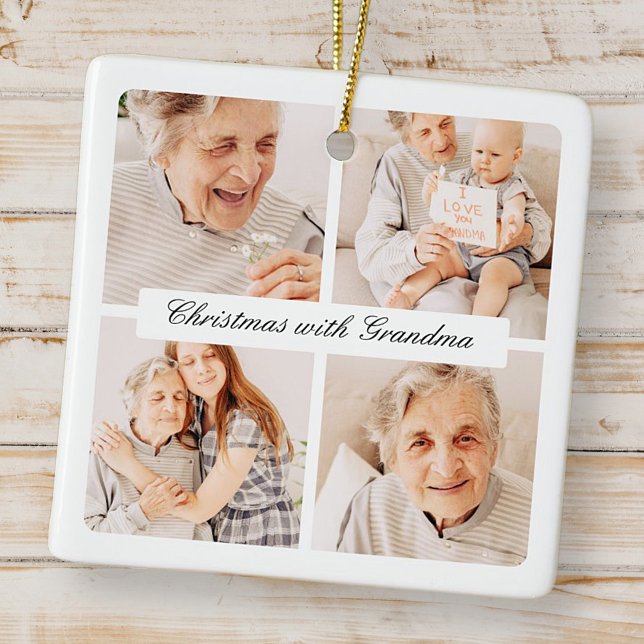 Moderne Weihnachten mit Oma 4 Foto Urlaub Keramikornament (Von Creator hochgeladen)