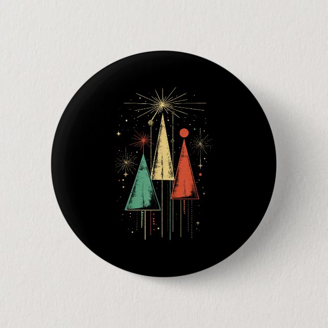 Moderne Weihnachten Mitte des Jahrhunderts  Button (Vorderseite)