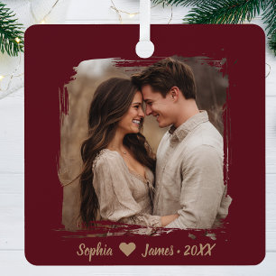 Moderne Weihnachten   Personalisiertes Couple Foto Ornament Aus Metall
