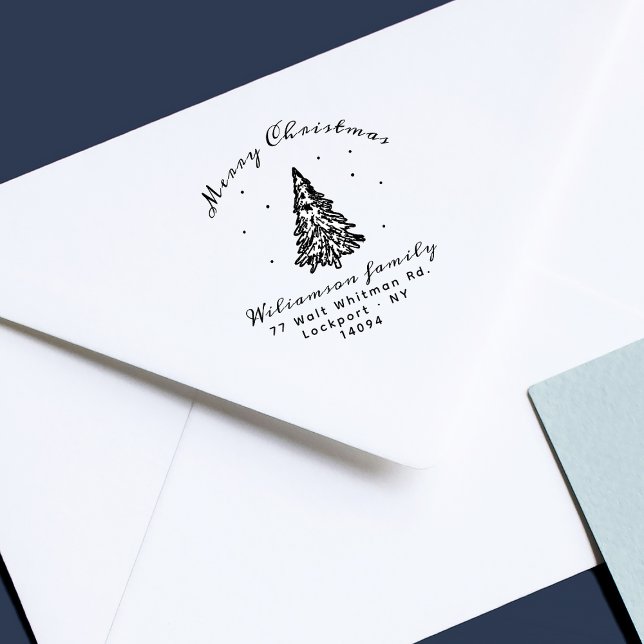 Moderne Weihnachten/Pinienbäume/Rücksendeadresse Gummistempel (Von Creator hochgeladen)