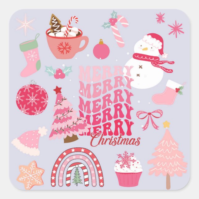 Moderne Weihnachten Quadratischer Aufkleber (Vorderseite)