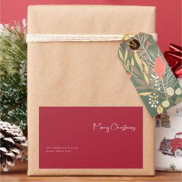 Moderne Weihnachten | Red Family Gift Label Rechteckiger Aufkleber