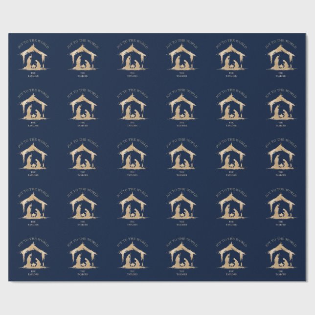 Moderne Weihnachten Religiöse Krippe Mary & Joseph Geschenkpapier (Flach)