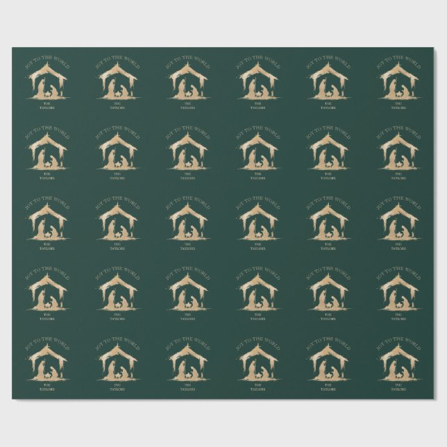 Moderne Weihnachten Religiöse Krippe Mary & Joseph Geschenkpapier (Flach)