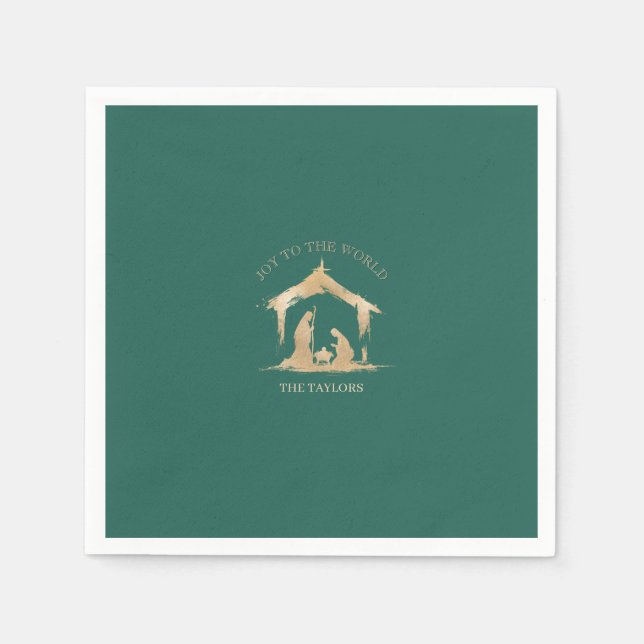 Moderne Weihnachten Religiöse Krippe Mary & Joseph Serviette (Vorderseite)
