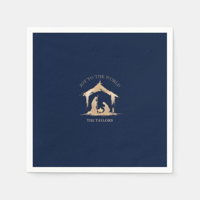 Moderne Weihnachten Religiöse Krippe Mary & Joseph Serviette (Vorderseite)