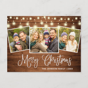 Moderne Weihnachten Rustikal 3 FOTO Gruß Feiertag Postkarte