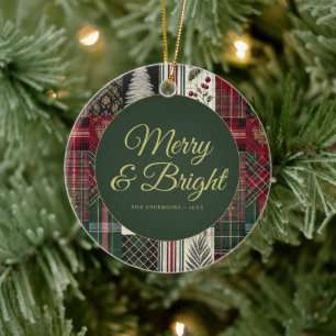 Moderne Weihnachten Rustikal Kariert Keramik Ornament