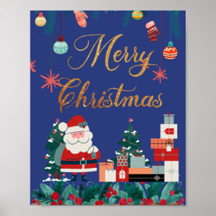 Moderne Weihnachten - Santa Claus & Geschenk Urlau Poster