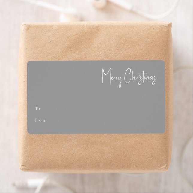 Moderne Weihnachten | Silver Rectangle Gift Label (Insitu)