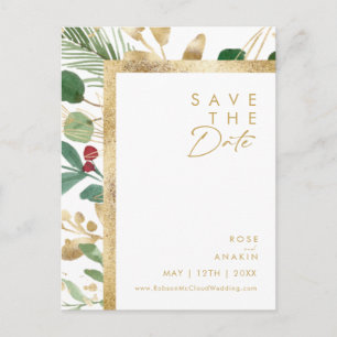 Moderne Weihnachten Weiße Save the Date Postkart Einladungspostkarte