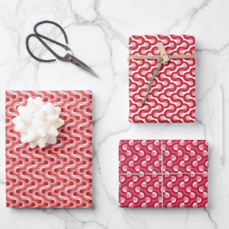 Moderne Weihnachten Wellige geometrische Streifen Geschenkpapier Set