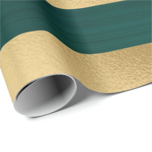 Moderne Weihnachts-Aquamarine Goldstreifen-Muster Geschenkpapier