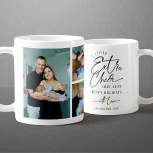 Moderne Weihnachts-Baby-Ankündigung-Fotocollage Kaffeetasse