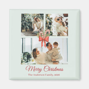 Moderne Weihnachts-Familien-Collage mit drei Fotos Magnet