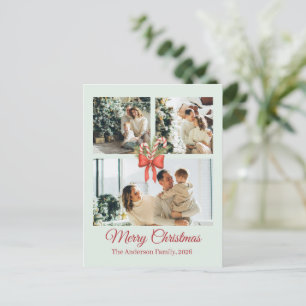 Moderne Weihnachts-Familien-Collage mit drei Fotos Postkarte
