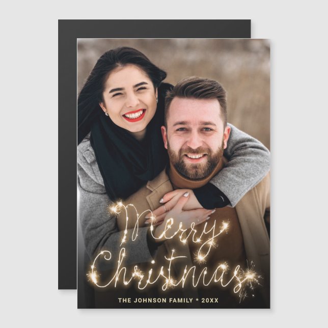 Moderne Weihnachts-FOTO-Urlaub Magnetkarte (Vorne/Hinten)