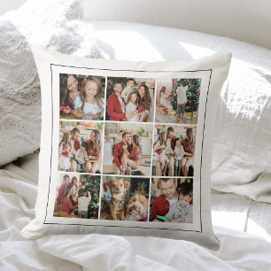 Moderne Weihnachts-Fotocollage für 10 Familienfoto Kissen