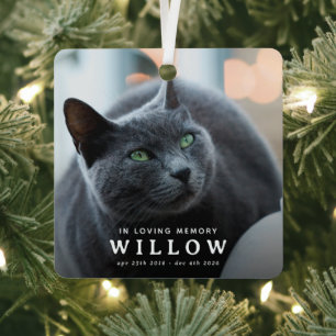 Moderne Weihnachts-Fotogedenkbox für Katzen Ornament Aus Metall