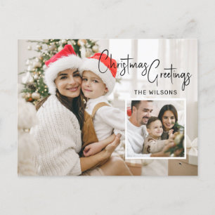 Moderne Weihnachts-Fotokarte mit Inset Feiertagspostkarte
