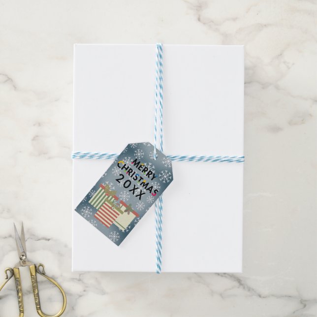 Moderne Weihnachts-Geschenkboxen Schneeflocken-Ges Geschenkanhänger (Mit Garn)