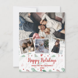 Moderne Weihnachts-Holly-Multi-Foto-Collage Feiertagskarte