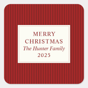Moderne Weihnachts-Minimal-Weihnachtsgunst Rot Quadratischer Aufkleber