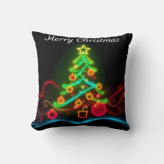 Moderne Weihnachts-Neon Holiday Collection Kissen (Vorderseite)