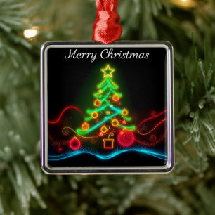 Moderne Weihnachts-Neon Holiday Collection Ornament Aus Metall