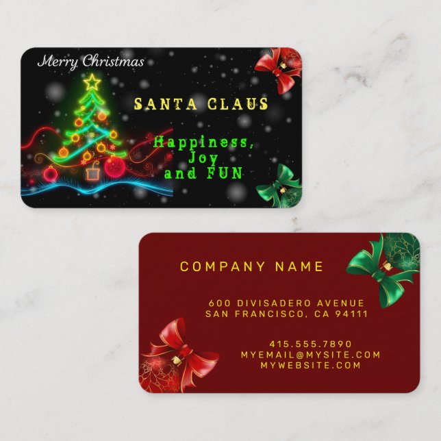 Moderne Weihnachts-Neon Holiday Collection Visitenkarte (Vorne/Hinten)