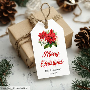 Moderne Weihnachts-Poinsettien-Editierbare-Feierta Geschenkanhänger