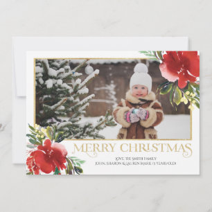 Moderne Weihnachts-Postkarte mit Blumenmotiv Feiertagskarte