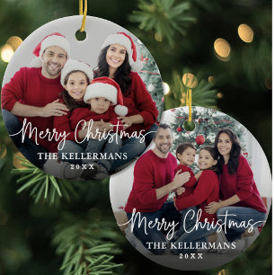 Moderne Weihnachts-Schriftart Benutzerdefiniertes Keramik Ornament
