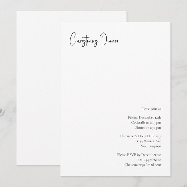 Moderne Weihnachts-Script-Party Einladung (Vorne/Hinten)