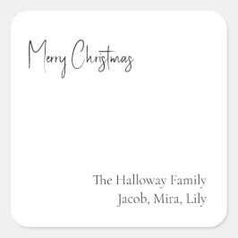 Moderne Weihnachts-Script-Square-Familiengeschenks Quadratischer Aufkleber