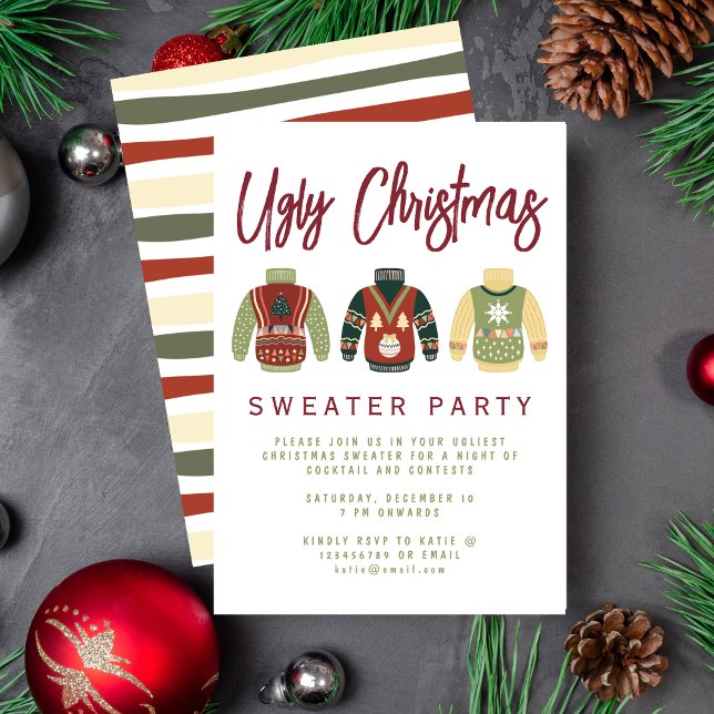 Moderne Weihnachts-Sweater Party Einladung (Von Creator hochgeladen)