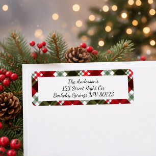 Moderne Weihnachts-Tartan-Karo-Rücksendeadresse