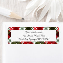 Moderne Weihnachts-Tartan-Karo-Rücksendeadresse