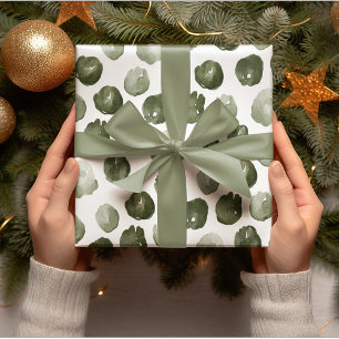Moderne Weihnachts-Wasserfarbe Grüne Punkte Geschenkpapier