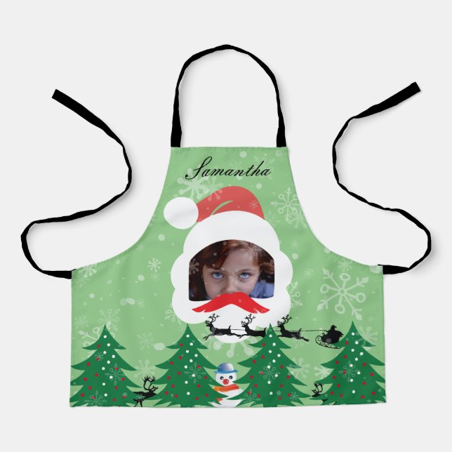 Moderne Weihnachts-Weihnachtsfeier - Foto Name Sag Schürze (Vorderseite)