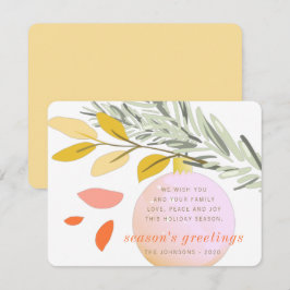 Moderne Weihnachts-Winterschnee-Ornament auf Pine Feiertagskarte