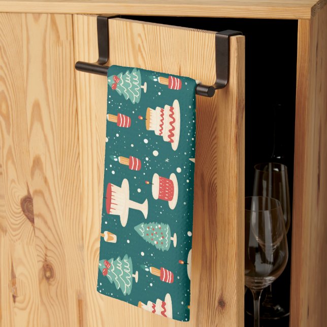 Moderne Weihnachtsback-Ästhetik  Geschirrtuch (Drittel gefaltet)
