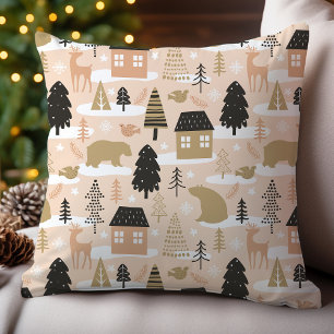 Moderne Weihnachtsbären-Dorf Kissen