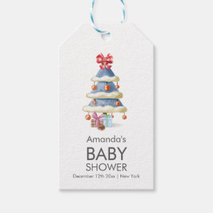Moderne Weihnachtsbaum-Baby-Party im Winter Geschenkanhänger