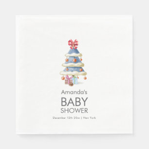 Moderne Weihnachtsbaum-Babyparty im Winter Serviette